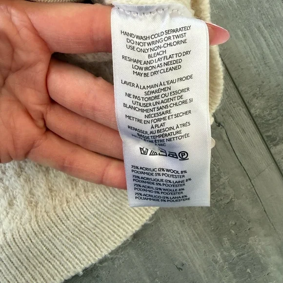 Free People Herringbone Stitch Kimono Cardigan Ivory Oversized Slouchy Small - Picture 7 of 14